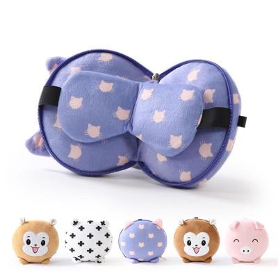 China Anti-Static Manufacturer Customized Plush Animals Pillow 2 in 1 Travel Nap Neck Pillow With Eye Mask for sale