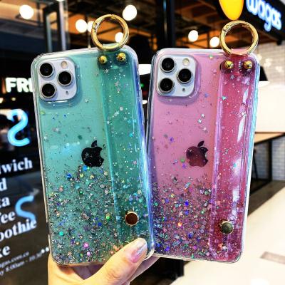 China Luxury Epoxy TPU Glitter Bling Strap Cell Phone Case For Iphone 12 11 pro X max XR XS max 6 7 8 for sale