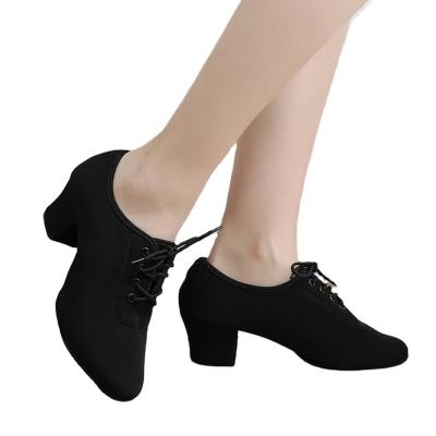 China Women's Ballroom Dancing Shoes Wear-resistant Leather Bottom Latin Shoes Comfortable Oxford Cloth 202 Dancing Shoes for sale