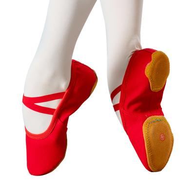 China Red Dance Dance Shoes Wholesale Custom Canvas Women Kids Soft Sole Ballet Dance Shoes 112 for sale