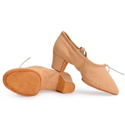 China Wholesale Custom Canvas Elastic Band Kids Rubber Sole Unique Soft Ballet Dancing Shoes 105 Women Dancing Shoes for sale