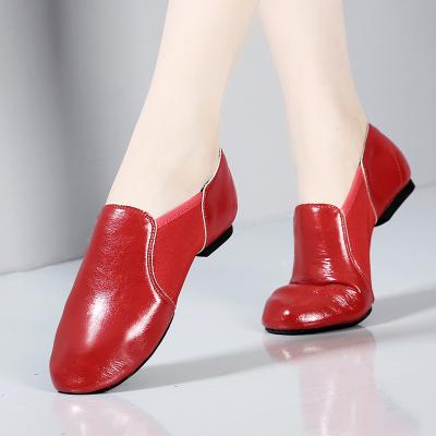 China Red Jazz Flats Jazz Shoes Stretch PU Stretch Shoes Dance Adult Women Practice Wear Factory Custom Wholesale 303 for sale