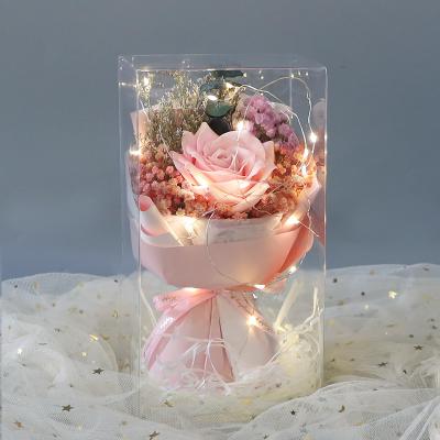 China Natural Touch Sunflower Rose Flower Bouquet Gift Box With Soap Flowers For Valentine's Day for sale