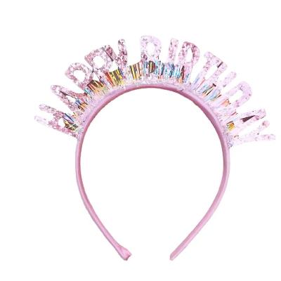 China Eco-friendly Most Popular Cute Princess Sequins Circle Cartoon Hair Happy Birthday Party Girls Hair Circle for sale