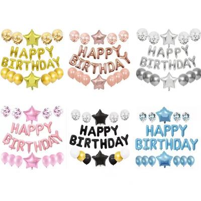 China 2022 New Products Eco-Friendly Letters Star Balloons Confetti Party Decorations Happy Birthday Balloons Set for sale