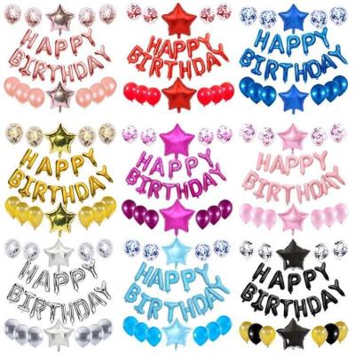 China 2022 New Products Eco-Friendly Letters Star Balloons Confetti Party Decorations Happy Birthday Balloons Set for sale