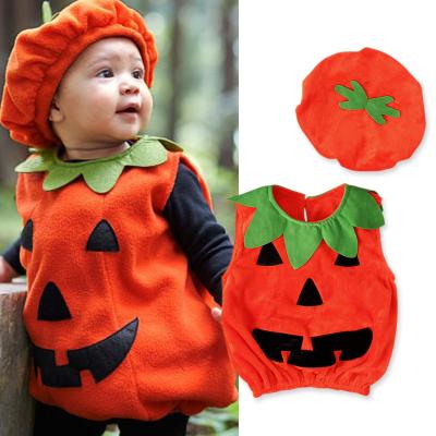 China Cotton Most Popular Halloween Costumes For Kids Baby Pumpkin Costume Rompers Pumpkin Jumpsuit with Accessories for sale