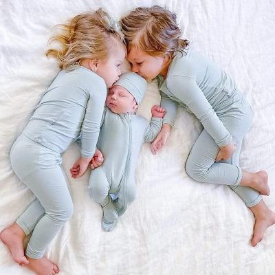 China Comfortable Breathble Wholesale Custom Design Cotton Baby Sleepwear Newborn Kids Pyjamas Long Sleeve Bamboo Baby Clothes Pajamas Set for sale