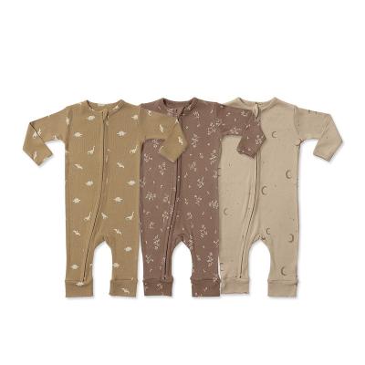 China Spandex / Bamboo Fiber Wholesale Baby Bamboo Pajamas Unisex Double Zipper Bamboo Baby Romper Bamboo Baby Clothes for sale