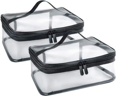 China Moisture Proof Clear Pvc Makeup Bag With Zipper And Handle for sale