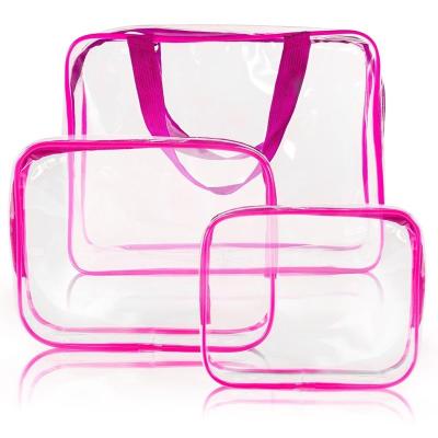 China Fashion NANA 2020 3Pcs Clear Cosmetic Bag Air Travel Plastic Toiletry Pouch, Water Resistant Packing Cubes With Zipper Closure And Carry for sale