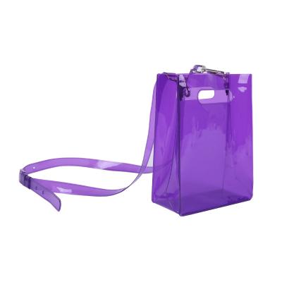 China NANA B13819A High Quality Colored Transparent Handbag Jelly PVC Laser Handled Chain Bags for sale