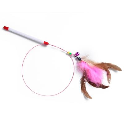 China YEE Pet Supply Viable Pet Toy Cat Stick Colorful Feather Bell Funny Cat Pet Products Funny Retractable for sale