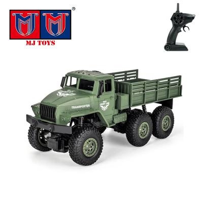 China MJ RC Hobby Toys 1/18 Radio Control Model Toy 2.4G Six Wheeled Military Truck Transport RC Climbing Car With Battery For Adult Kids for sale