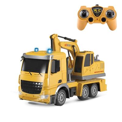 China New 1:24 RC Model Small Construction Rc Toy Truck For Kids With Radio Control 2.4G Remote Excavator Engineering Six-Part Car And Lights for sale