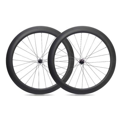 China Adult 28 Inch 55mm Depth 28mm Width Road Bicycles Symmetrical Tubeless Carbon Road Bike Wheelset for sale