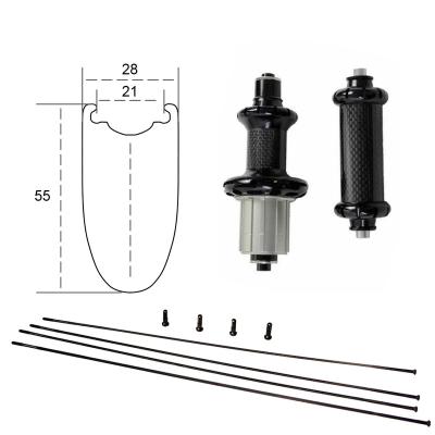 China 700C Road Bicycles Wheel Rim Brake 55*28mm Wheel Rim R36 Hub Tubeless Carbon Road Bike Wheelset for sale