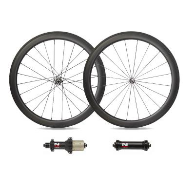 China Road Bikes 700C X 25mm Tubeless Tire 50mm Rim Carbon Road Bike Complete Wheelset Accessories for sale