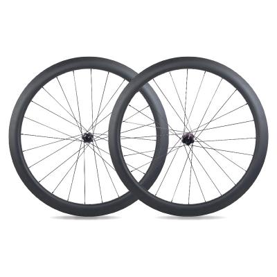 China Road Bikes 700c Tubeless Disc 45mm Depth 25mm Width Hot Custom Carbon Fiber Road Bike Wheels Used for sale