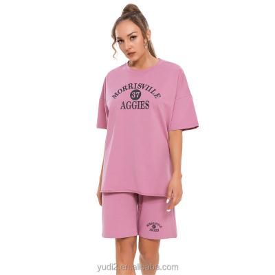 Κίνα Yudi Garment 2022 Wholesale QUICK DRY Short Casual Letter Print Comfort T-shirt Crew Neck T-shirt For Women προς πώληση