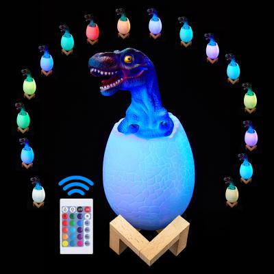 China Modern 3D Dinosaur Lamp Gift 16 Color Christmas Decoration Table Lamp Home Bedside Night Light With Remote Controller For Children Baby for sale