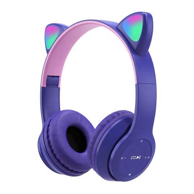 China Headband Wireless Cat Ear Headphones With Mic Blue-tooth Glow Bass Helmets Children Gamer Girl Gifts Lightweight Stereo PC Phone Gaming Headset for sale