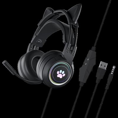 China Cat Ear Wired Gaming Headphones Headband for PC Computer Gaming Headsets with Microphone Noise Cancell USB 3.5mm Jack for PS4/Xbox one for sale