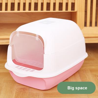 China Ultra-Large Space Cat Toliet Pet Totally Closed Tray With Scoop Plastic Cleaning Sand Box Viable Bedpan Garbage Bin for sale