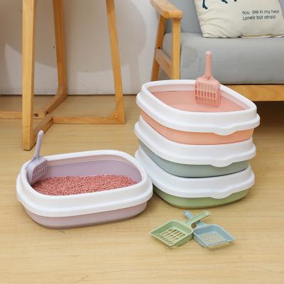 China Hot Sales Pet Sustainable Plastic Indoor Cat Litter Box Large Cat Litter Box For Cat Toilet Training Toilet Tray for sale