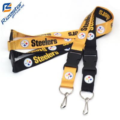 China Professional Custom Screen Printing Logo Polyester NFL Lanyard With Metal Hook Small ID Card Holder Lanyard Factory Manufacturer quantity for sale