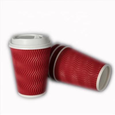 China Recyclable Red Paper Cups 400ml Disposable Coffee Cups Without Lid For Cold And Hot for sale