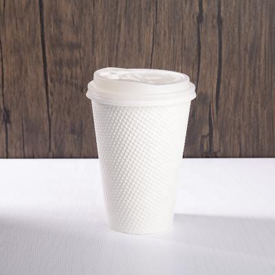 China Xinhua Recyclable New Arrival White Embossed Paper Cup Coffee Price With Cover for sale