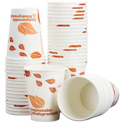 China 12oz Disposable Biodegradable and Compostable Paper Coffee Cups, 100 Pack PLA Lined Disposable Hot and Cold Beverage Cup for sale