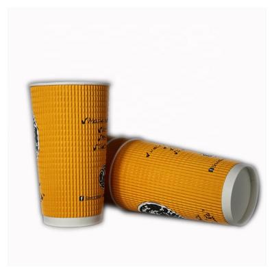 China Factory Sale Recyclable Diverse 600ml Coated 13oz Ripple Paper Red Wallpaper Cup for sale