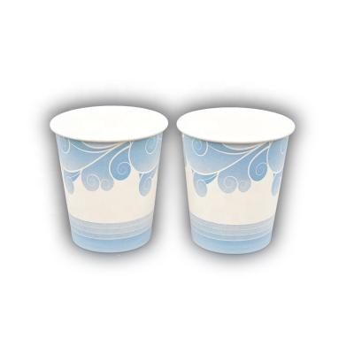 China 4oz 120ml Disposable Blue Waves Foldable Printing Single Wall Paper Cup Australia Small Water Good for sale