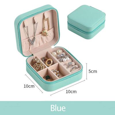 China Portable Leather Necklace Ring Jewelry Organizer Display Jewelry Case Earrings Storage Box Candy Color Travel Storage Organizer for sale