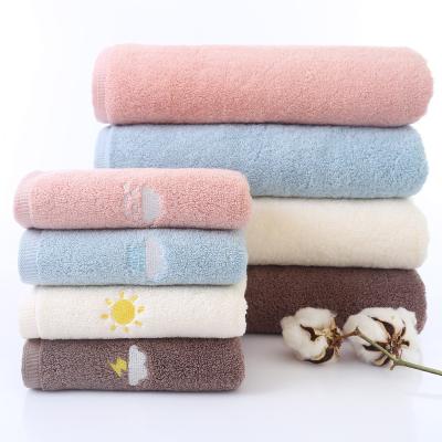 China Anti Dust Mite Simple Embroidered Cotton Bath Towel Bath Towel Time Gift Logo Wholesale Custom Bath Towel for sale