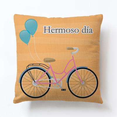 China Custom double-sided bicycle fruit lemon cartoon sofa cushion modern minimalist size pillowcase viable canvas new for sale