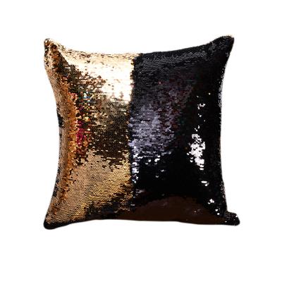 China Factory Product Comfy Black And Gold Magic Square Decorative Pillow Sequin Cushion Cover for sale