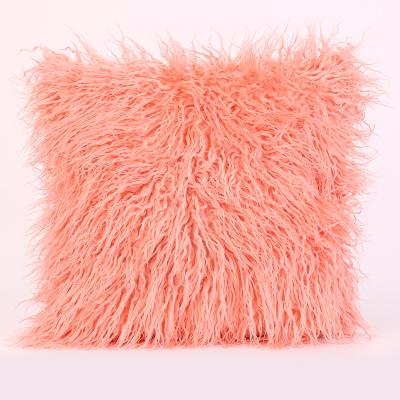 China Wholesale Factory Price Mongolian Faux Fur Massage Pillow Cover Decorative Lamb Cushion Cover for sale