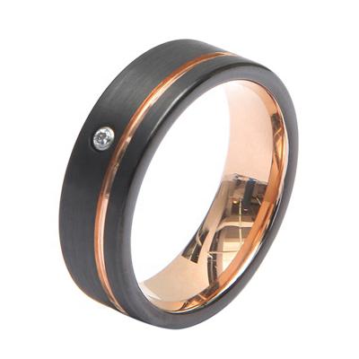 China New Design Lead Free NJ Customized Black 8MM Tungsten Wedding Bands and Gold Tungsten Carbide Rings for sale