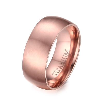 China Wholesale Jewelry Nerez Wedding Rings Matte Rose Gold Band Titanium Engagement Fair Men's Nickel Free Metal 8mm for sale