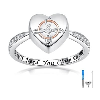 China Modern Design Cremation Nickel Free Jewelry For Ashes Stainless Steel Celtic Heart Rings For Women for sale