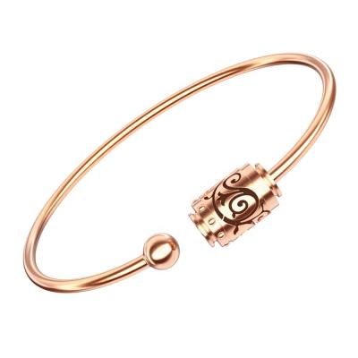 China Essential Oil Diffuser Bracelet for Relaxation Rose Gold Essential Oil Diffuser Stainless Steel Cuff Bracelet Aromatherapy Twist Cavity Design Bracelet for Gifts for sale