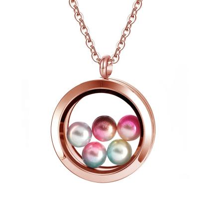 China Floating Pearl Necklace Personalized Design Charm Jewelry Round Pendant Glass Pendants Necklaces Can Put Floating Pearl And Photos In for sale