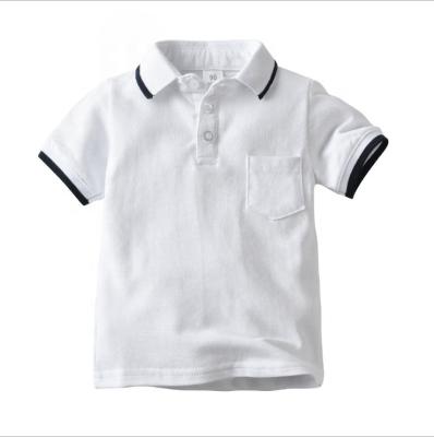 China Lapel QUICK DRY pure white short sleeve polo shirt pure cotton t-shirt for kids for sale