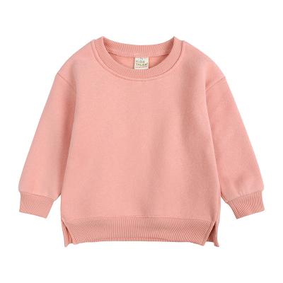 China Girls Baby Boy Kids Crewneck Sweatshirt Custom Anti-shrink Solid Color Children Clothes Kids Hoodies Side Split Pullover for sale