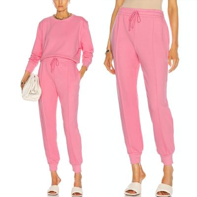 China Custom Made High Quality Two Piece Pants Breathable For Women Cotton Jogger Casual Sport Tracksuit for sale