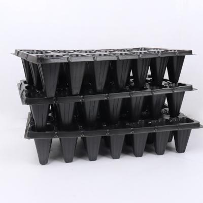 China 21 Hole Eco-Friendly Flower Tree Forestry Planting Seedling Seedling Black Plastic Tray Black for sale