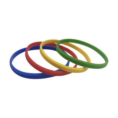 China Gym Logo Gift Custom Color Gym Rubber Band Silicone Wristband Simple Slim Thin Simple Logo Print Environmentally Friendly Wristbands 4 for sale